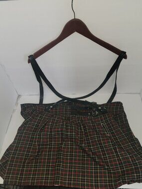 RARE! Lip Service Los Angeles Y2K Plaid mini skirt straps/suspenders Size 26W